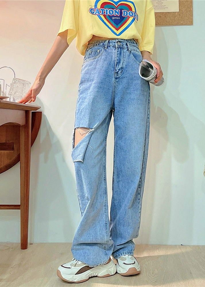Korean Hongdae Style Loose Ripped Jeans  Korean Street Fashion - magic  COSMOS Ste – magic COSMOS St.